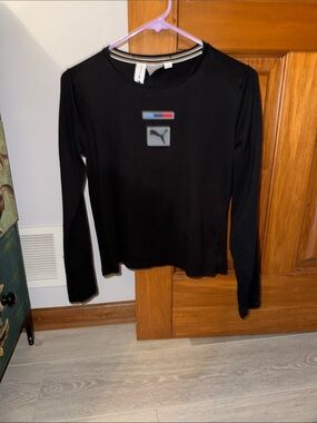 Puma Black Long Sleeve Shirt with Center Logo Patch